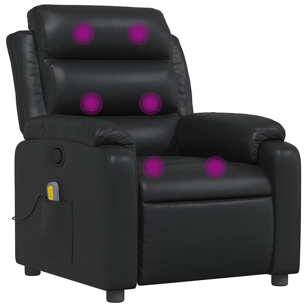 Fauteuil de massage inclinable Noir Similicuir