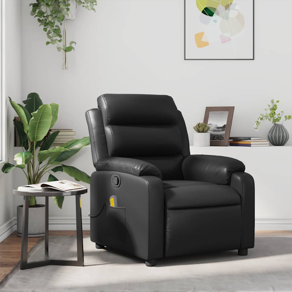 Fauteuil de massage inclinable Noir Similicuir