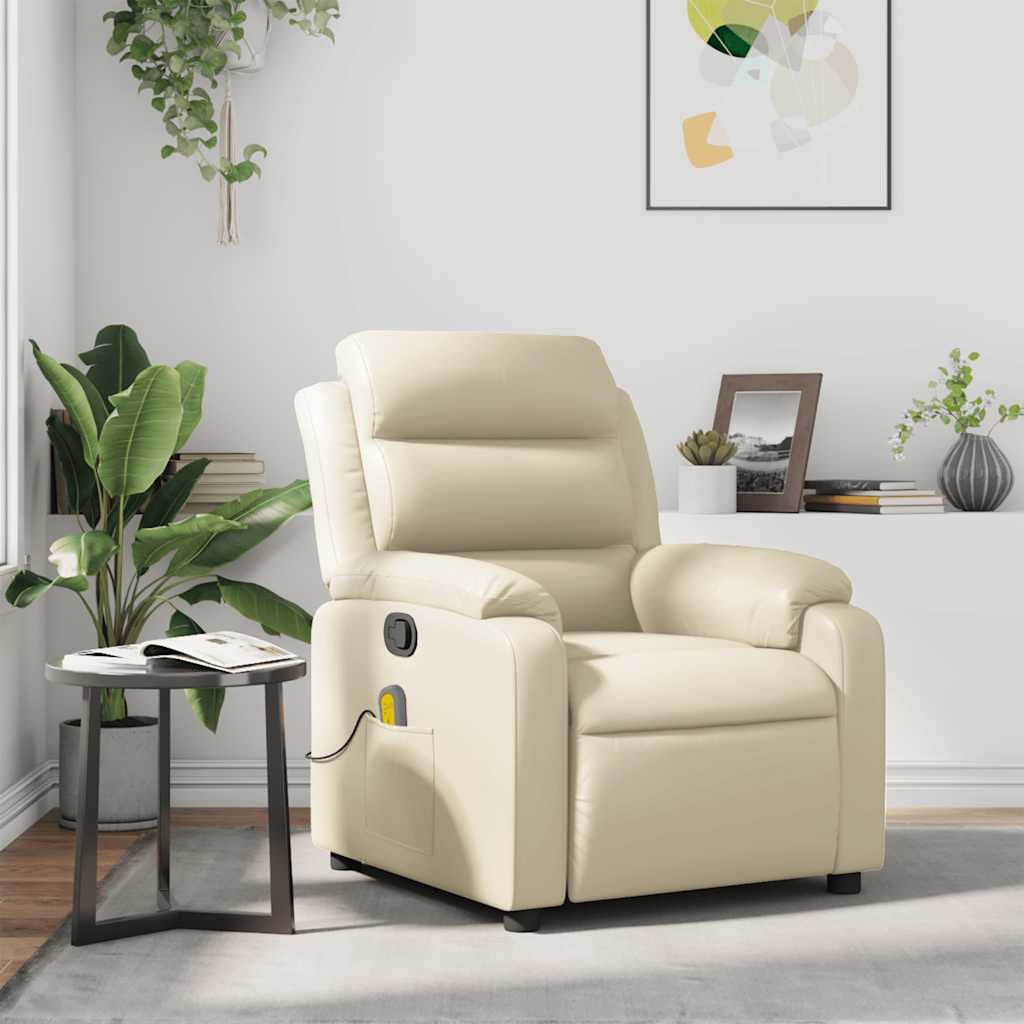 Fauteuil inclinable de massage Crème Similicuir