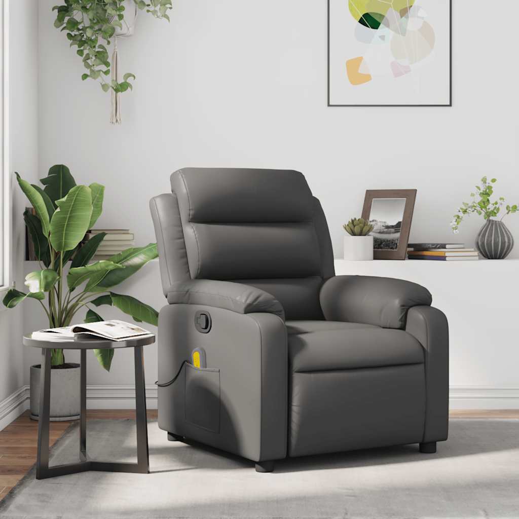 Fauteuil de massage inclinable Gris Similicuir