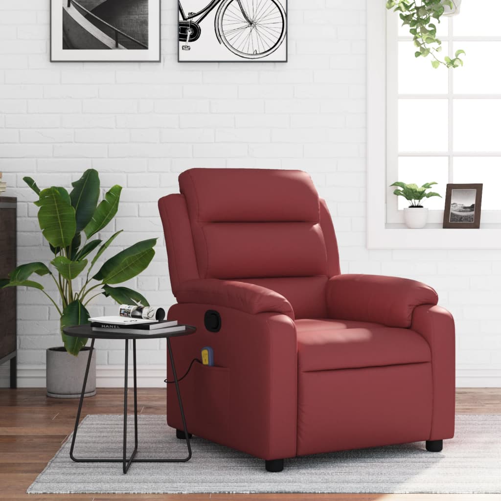 Fauteuil de massage inclinable Rouge bordeaux Similicuir