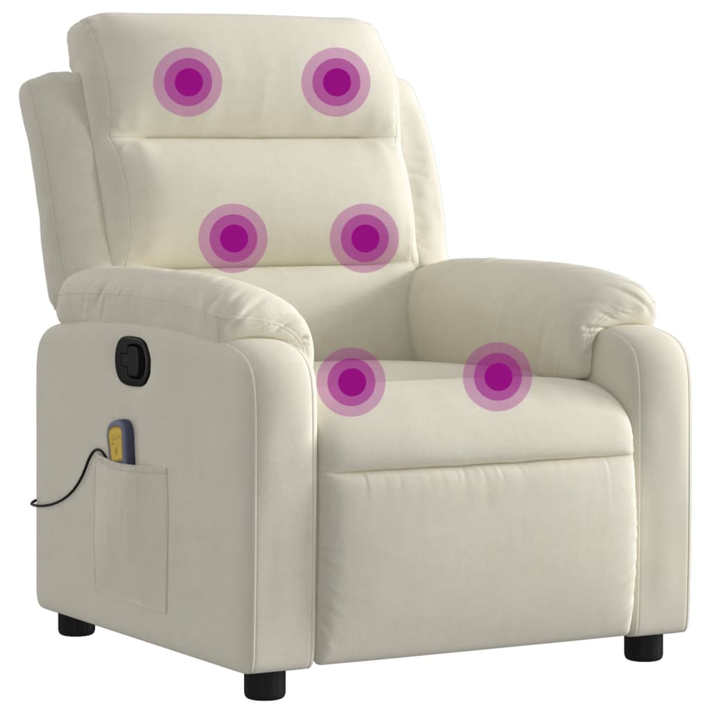 Fauteuil de massage inclinable crème velours