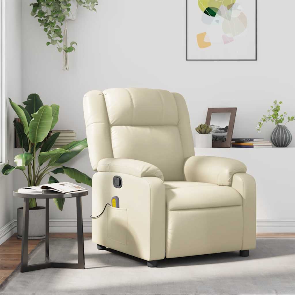 Fauteuil inclinable de massage Crème Similicuir