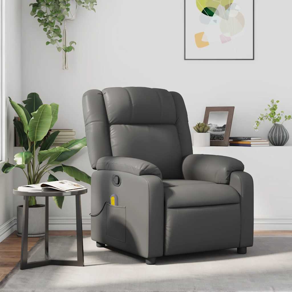 Fauteuil de massage inclinable Gris Similicuir