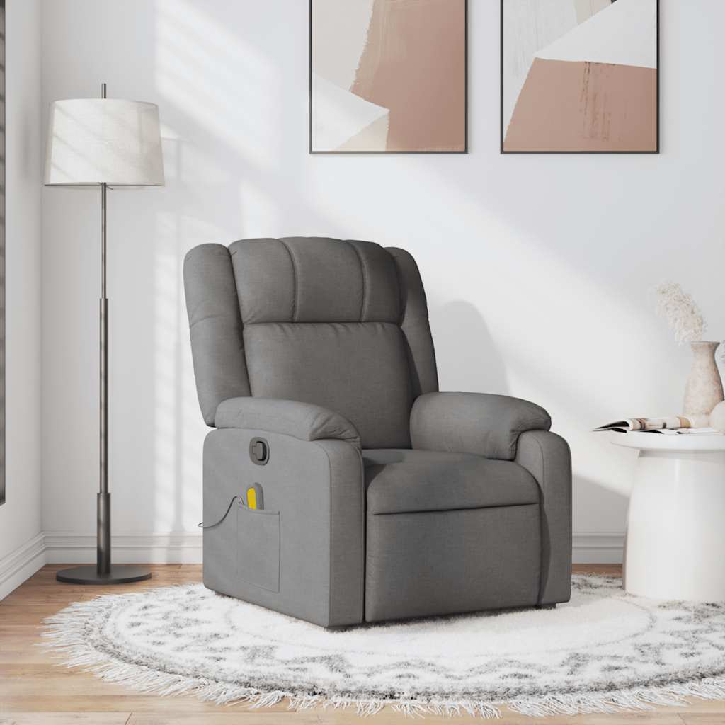 Fauteuil de massage inclinable Gris foncé Tissu