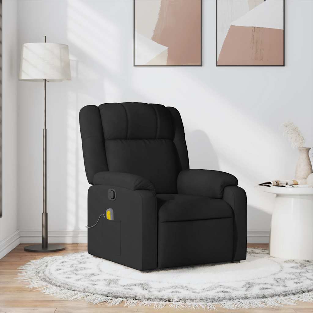 Fauteuil de massage inclinable Noir Tissu