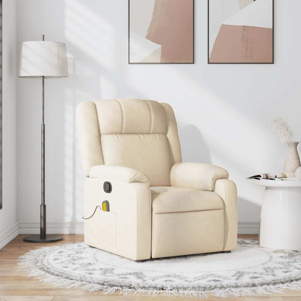 Fauteuil de massage inclinable Crème Tissu