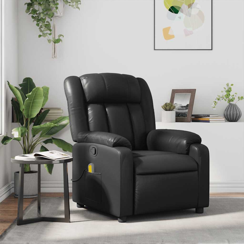 Fauteuil de massage inclinable Noir Similicuir