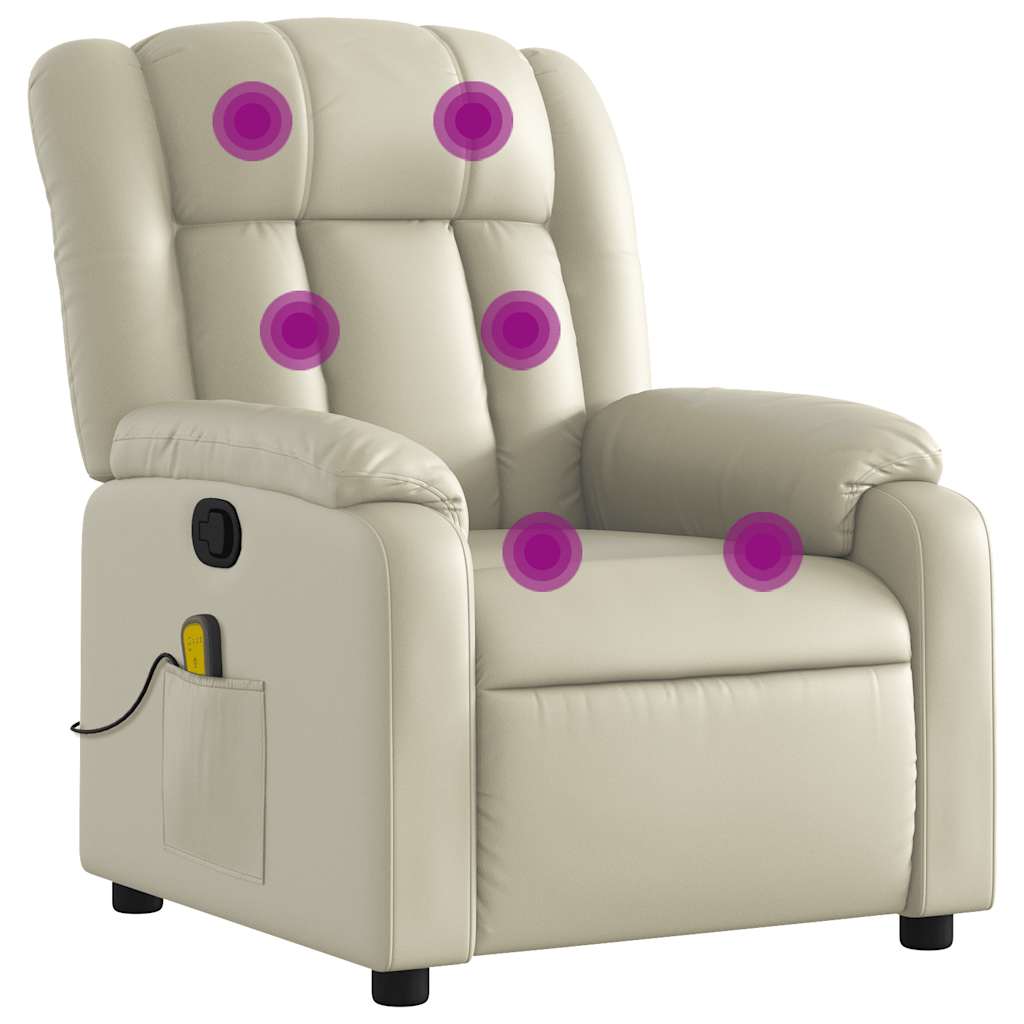 Fauteuil inclinable de massage Crème Similicuir