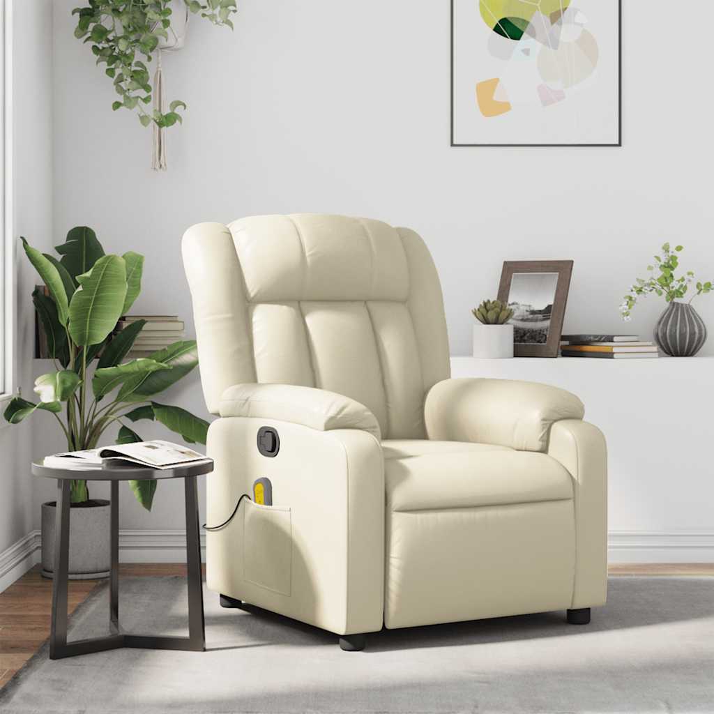 Fauteuil inclinable de massage Crème Similicuir