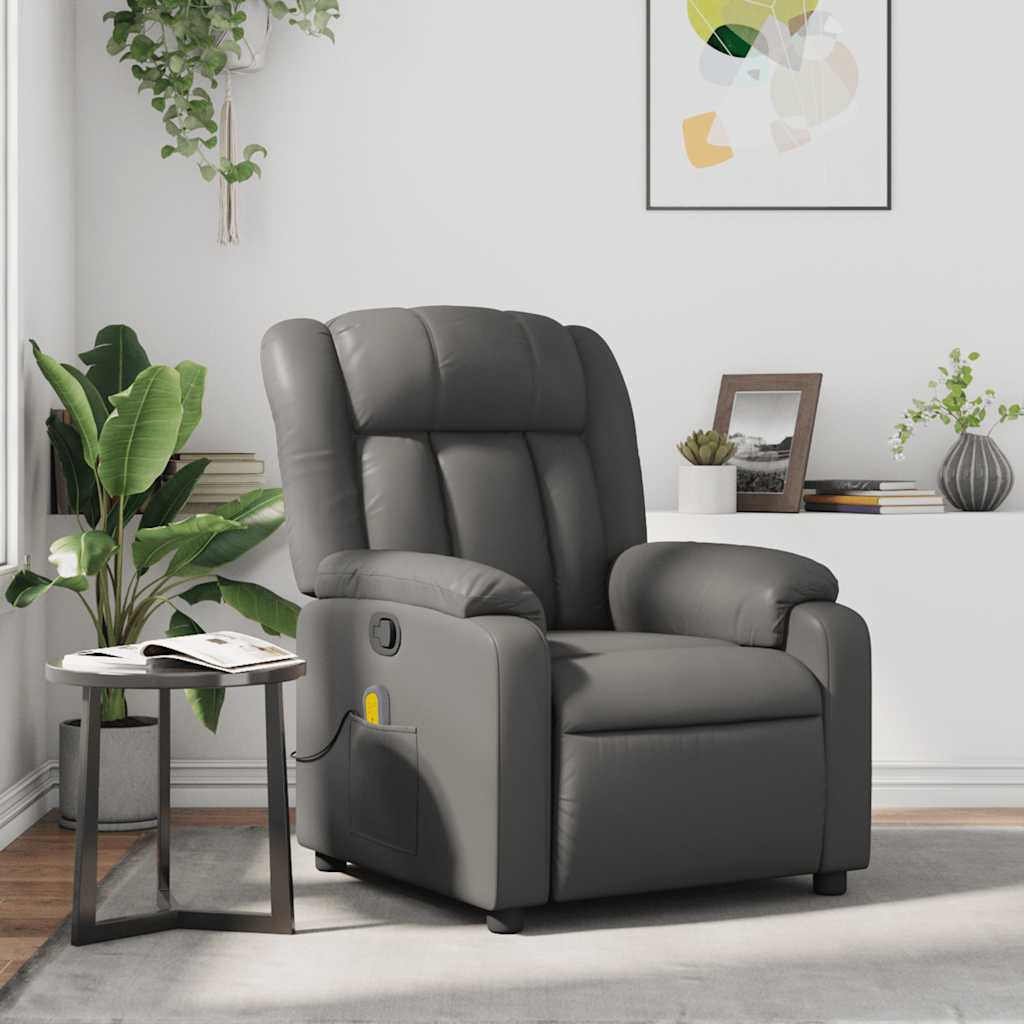 Fauteuil de massage inclinable Gris Similicuir