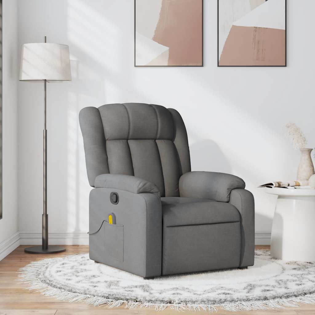 Fauteuil de massage inclinable Gris foncé Tissu