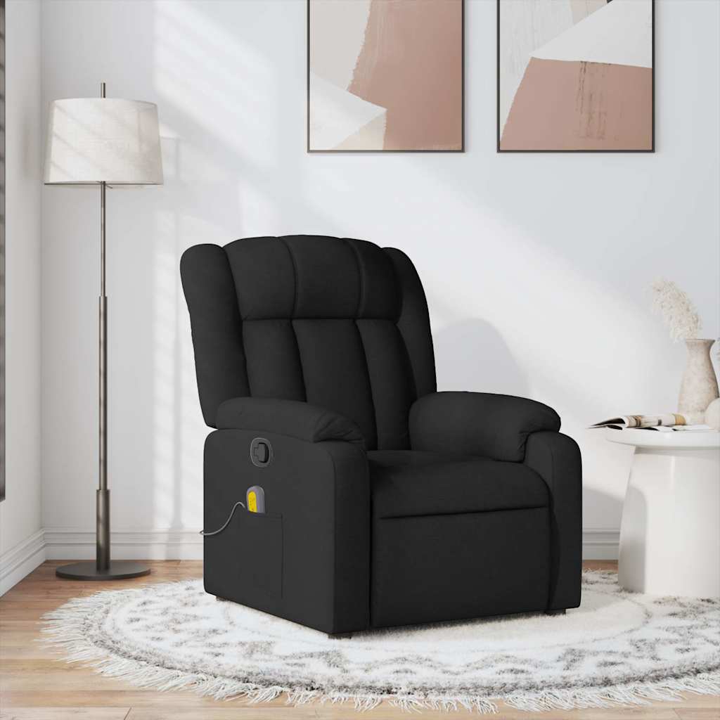Fauteuil de massage inclinable Noir Tissu