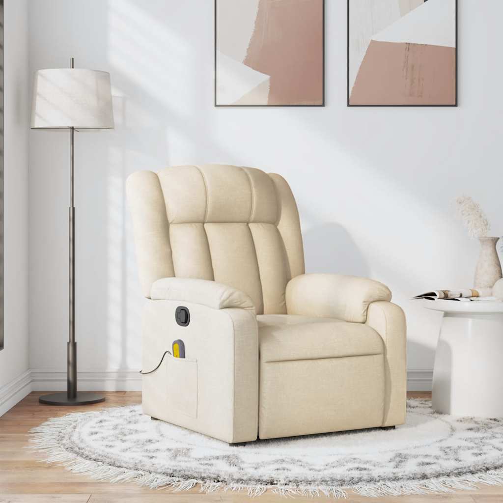Fauteuil de massage inclinable Crème Tissu