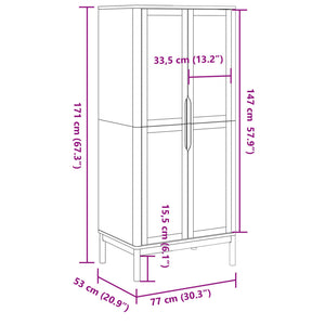 Garde-robe FLORO cire marron 77x53x171 cm bois massif de pin