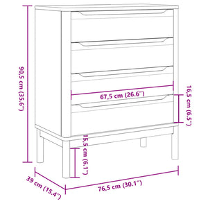 Commode FLORO blanc bois de pin massif
