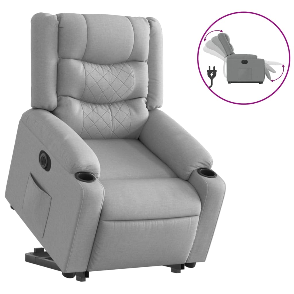Fauteuil inclinable électrique gris clair tissu