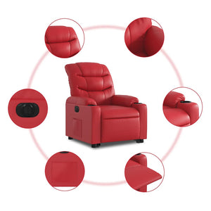 Fauteuil inclinable électrique rouge similicuir