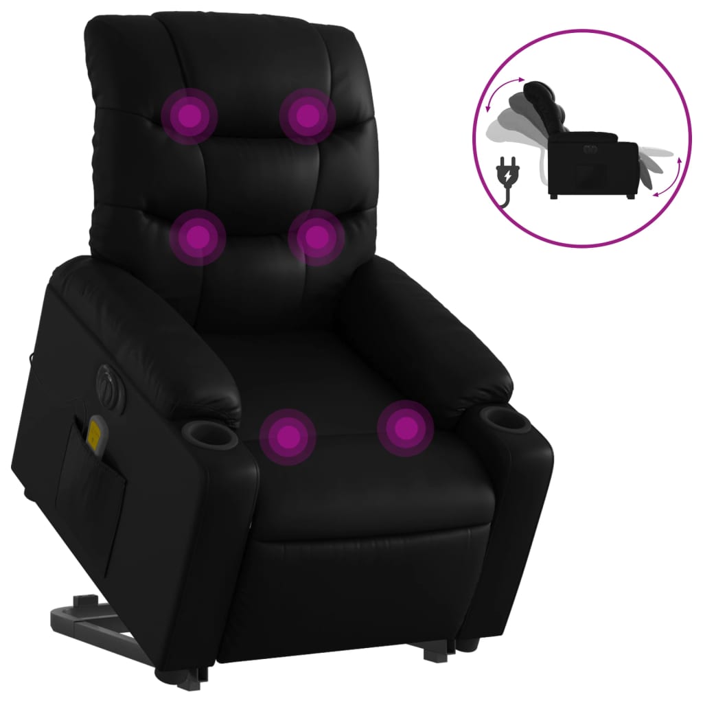Fauteuil inclinable de massage électrique noir similicuir