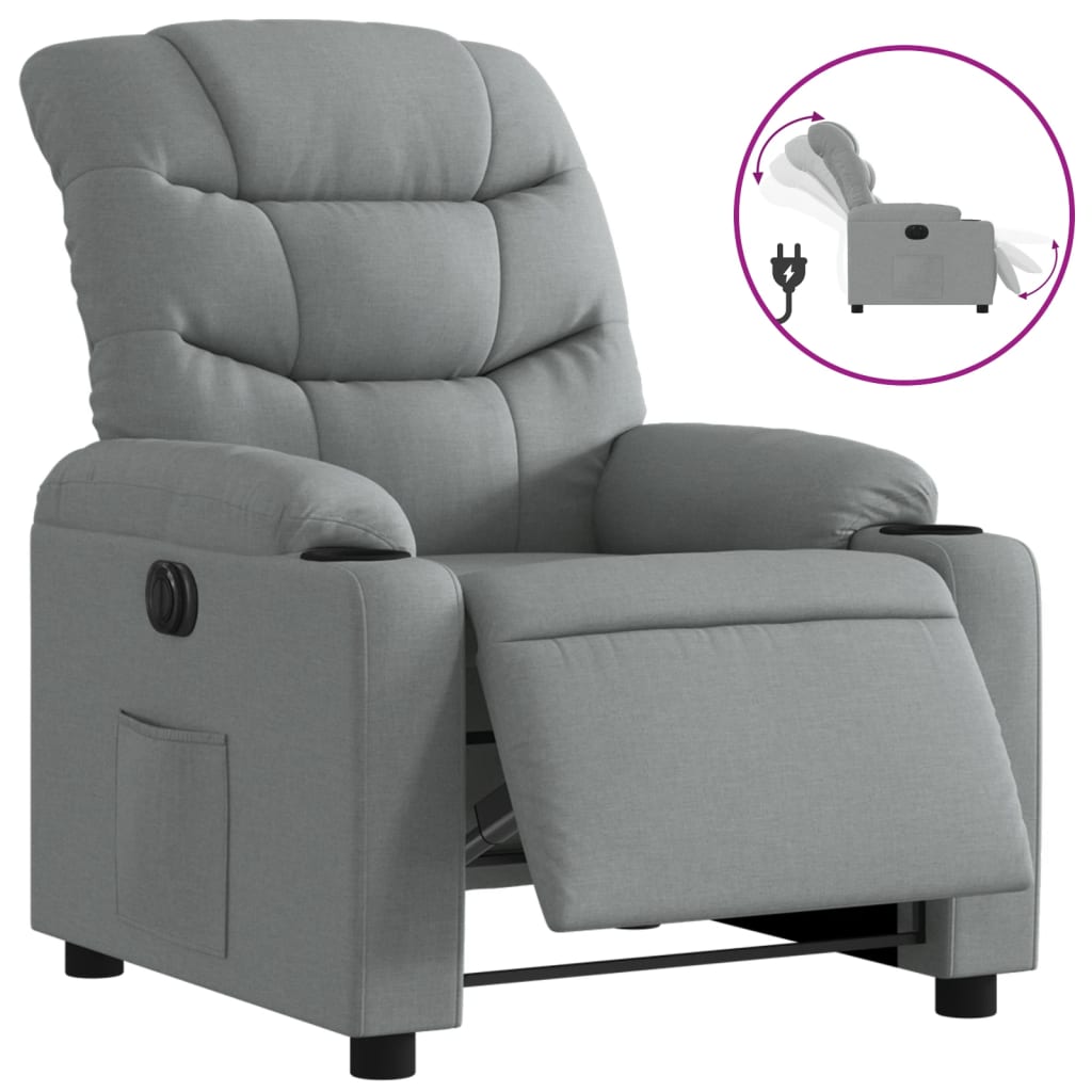 Fauteuil inclinable électrique Gris clair Tissu