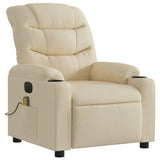 Fauteuil inclinable de massage électrique crème tissu