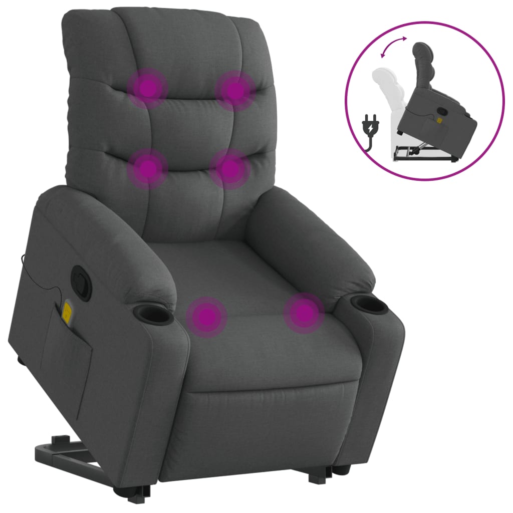 Fauteuil de massage inclinable Gris foncé Tissu