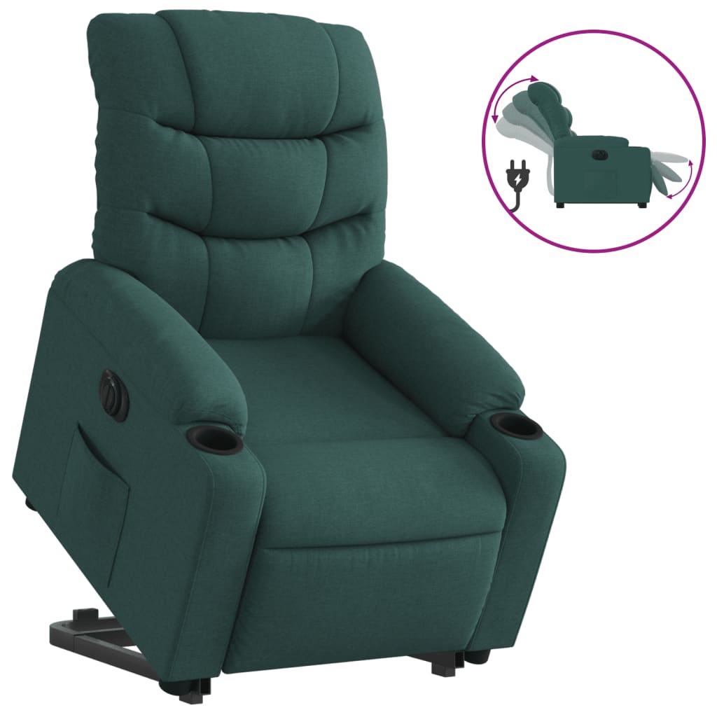 Fauteuil inclinable électrique vert foncé tissu