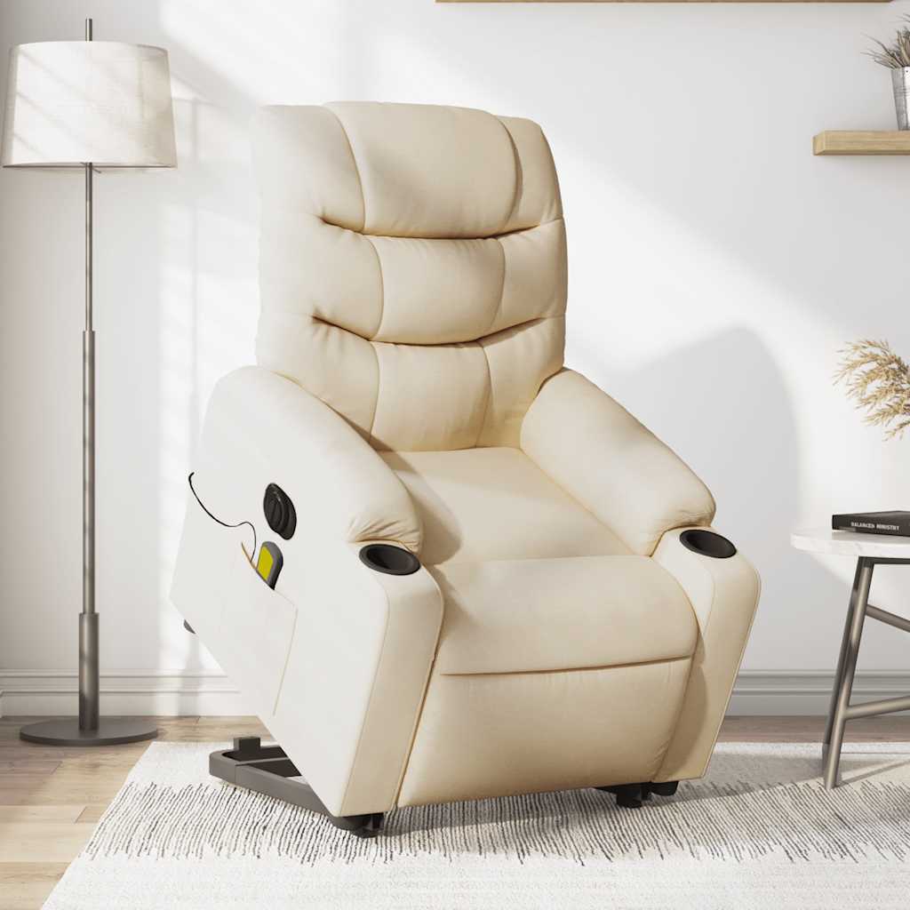 Fauteuil inclinable de massage électrique Crème Tissu
