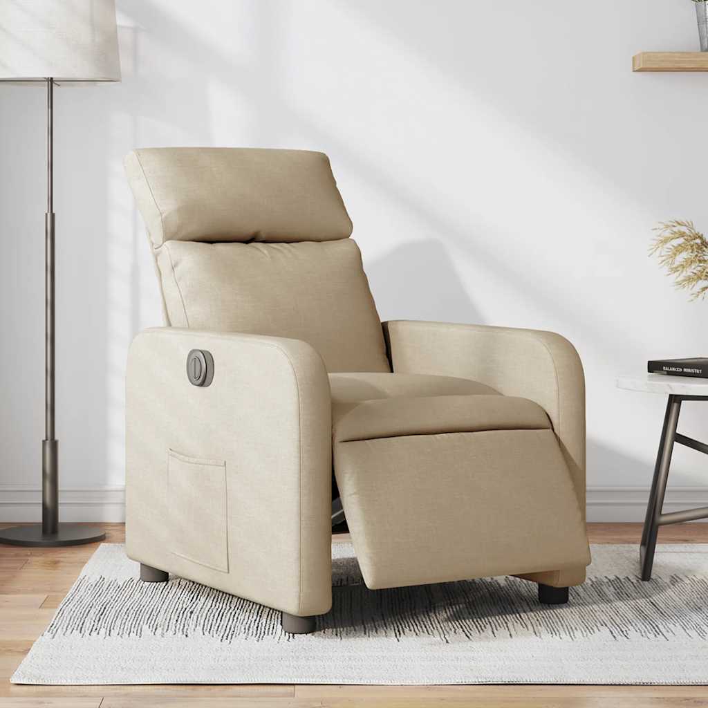 Fauteuil inclinable électrique Crème Tissu