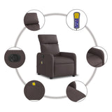 Fauteuil de massage inclinable électrique Marron foncé Tissu