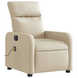 Fauteuil inclinable de massage électrique crème tissu