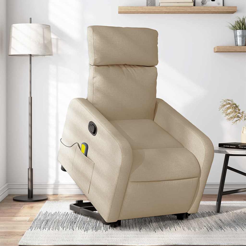 Fauteuil inclinable de massage Crème Tissu