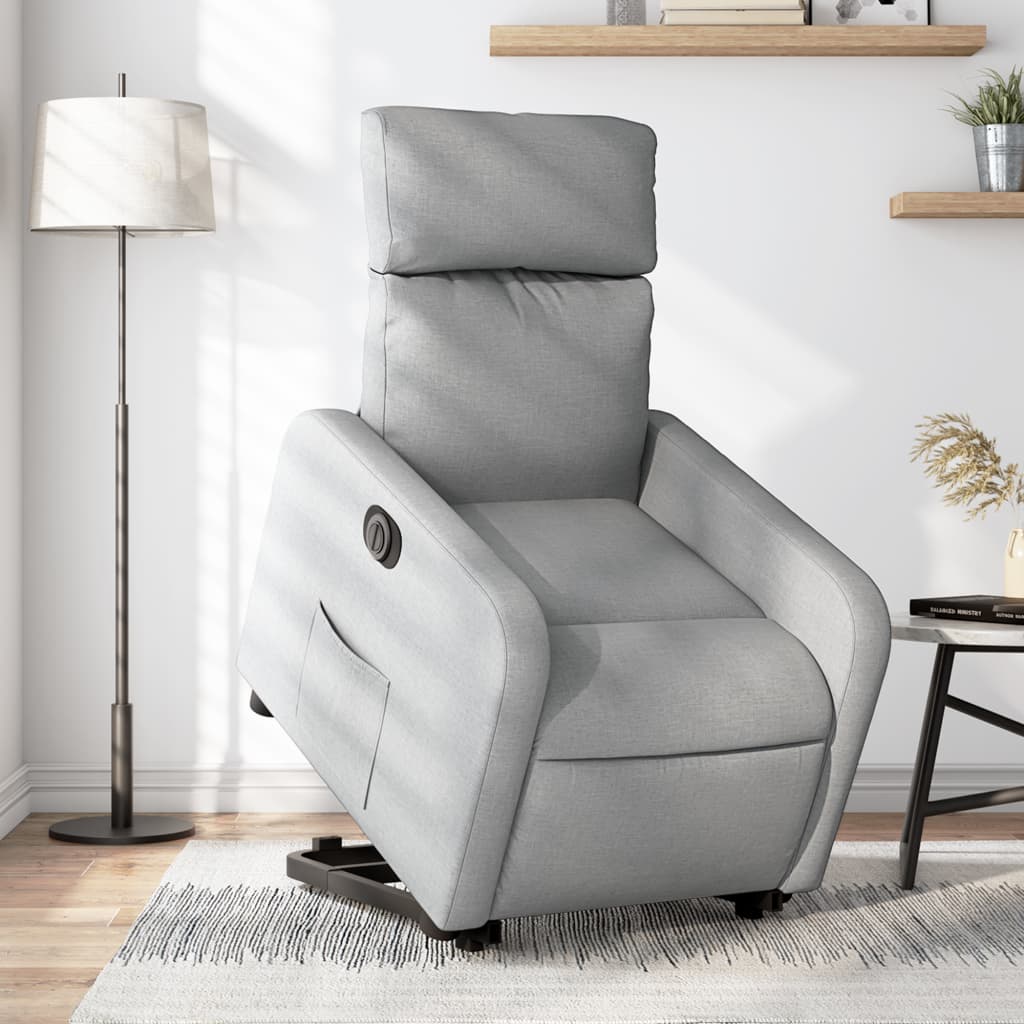Fauteuil inclinable électrique gris clair tissu
