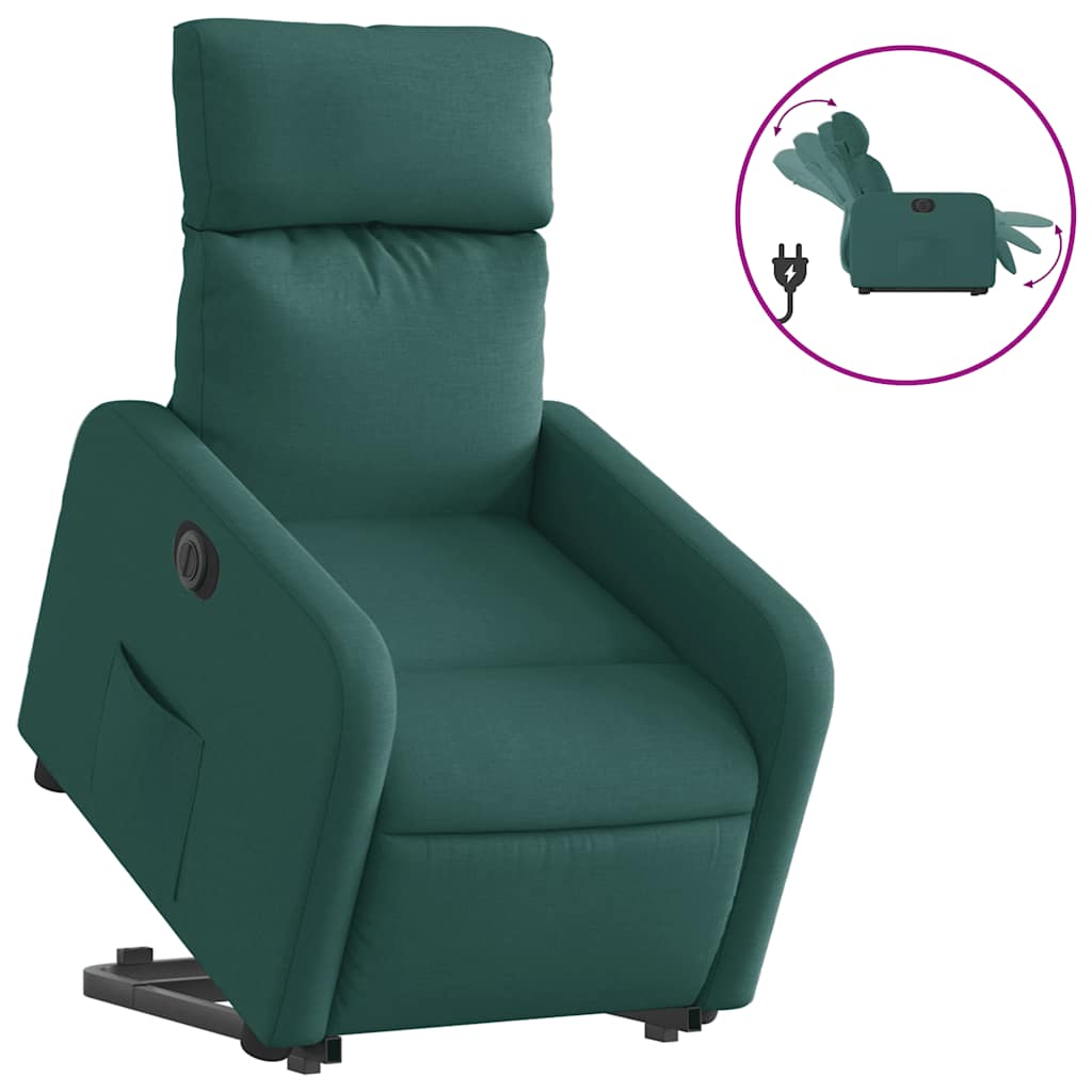 Fauteuil inclinable électrique vert foncé tissu