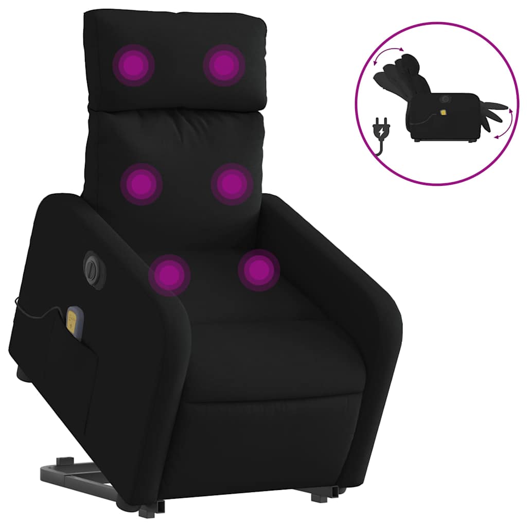 Fauteuil inclinable de massage électrique Noir Tissu