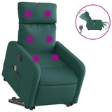 Fauteuil inclinable de massage électrique Vert foncé Tissu