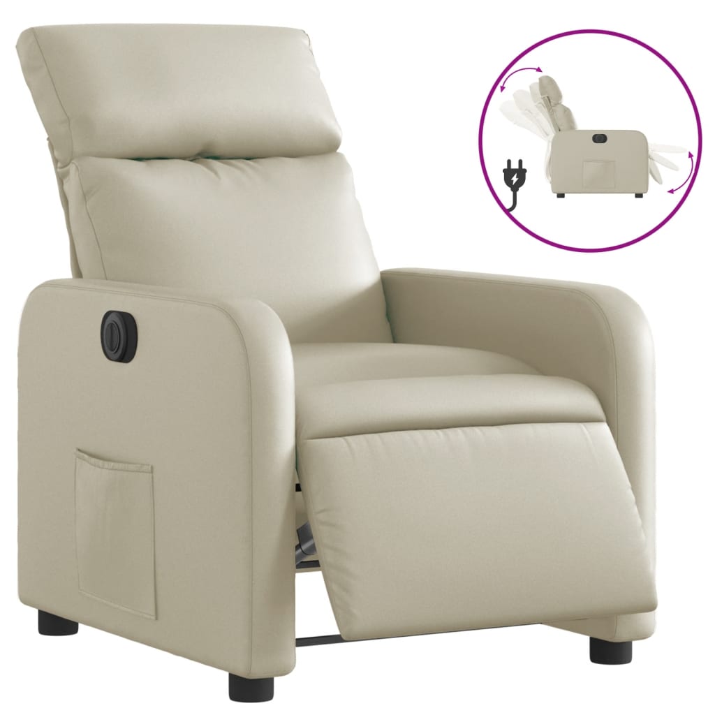 Fauteuil inclinable électrique Crème Similicuir