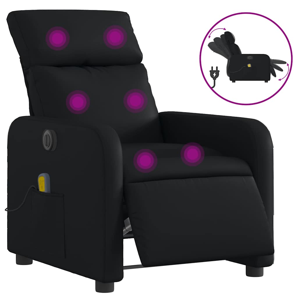 Fauteuil de massage inclinable électrique noir similicuir