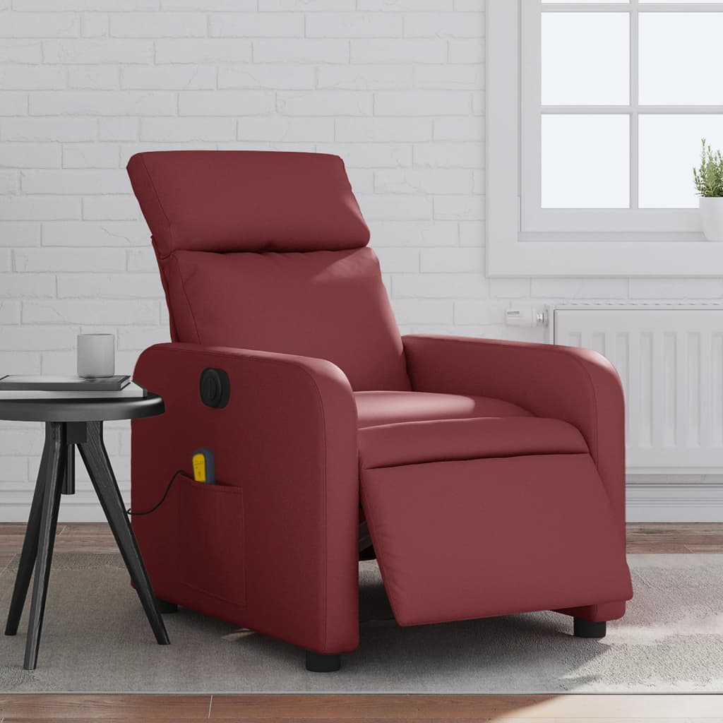 Fauteuil de massage inclinable électrique rouge bordeaux
