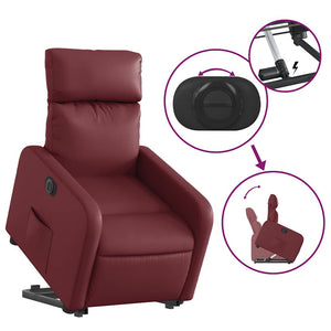 Fauteuil inclinable électrique rouge bordeaux similicuir