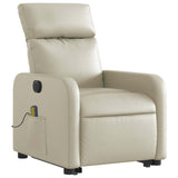 Fauteuil inclinable de massage électrique crème similicuir
