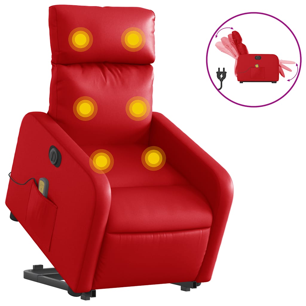 Fauteuil inclinable de massage électrique rouge similicuir