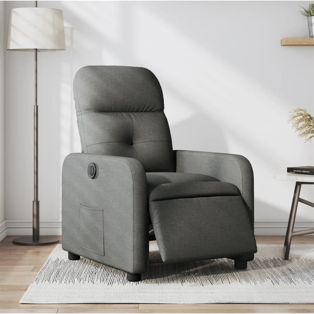 Fauteuil inclinable électrique Gris foncé Tissu