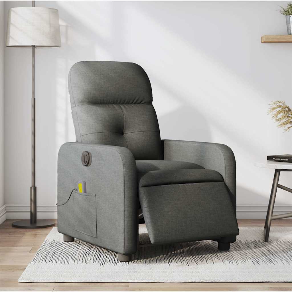 Fauteuil inclinable de massage électrique gris foncé tissu
