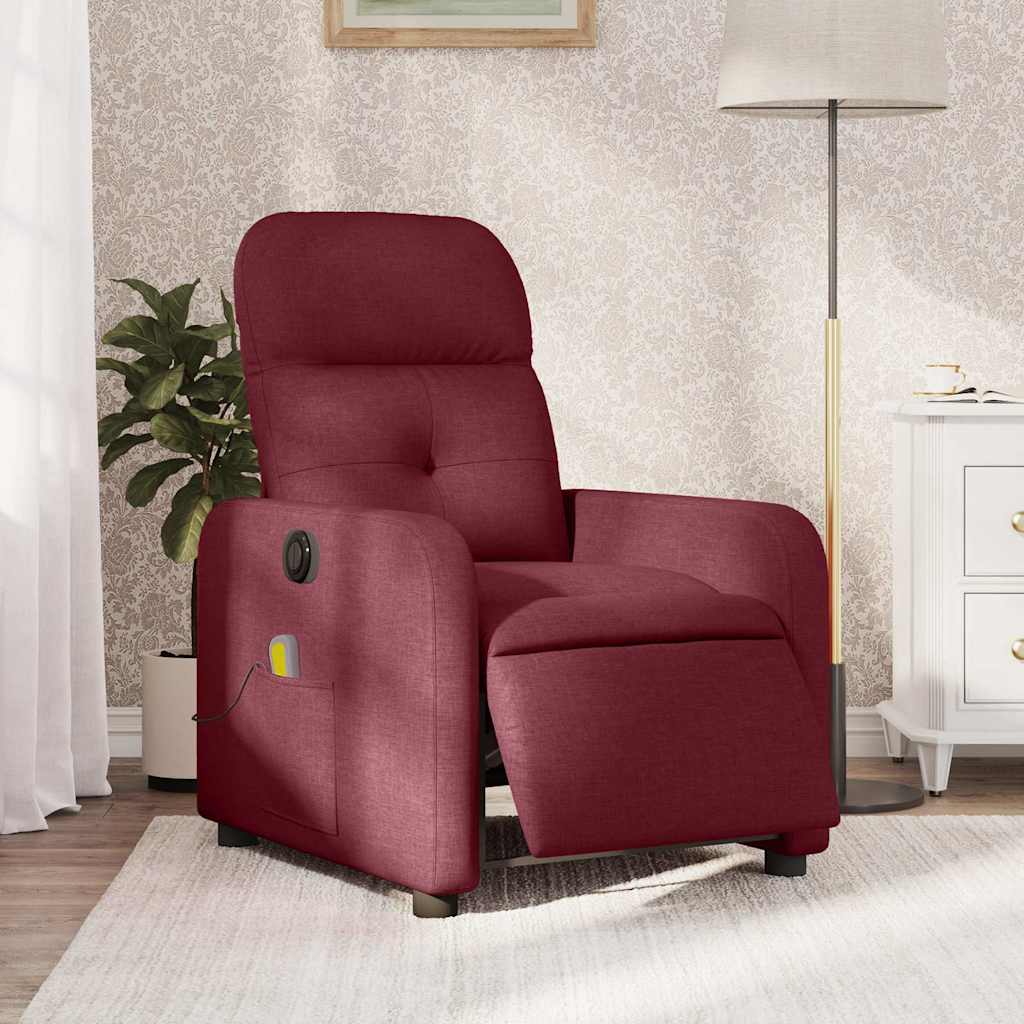 Fauteuil de massage inclinable électrique Rouge bordeaux Tissu