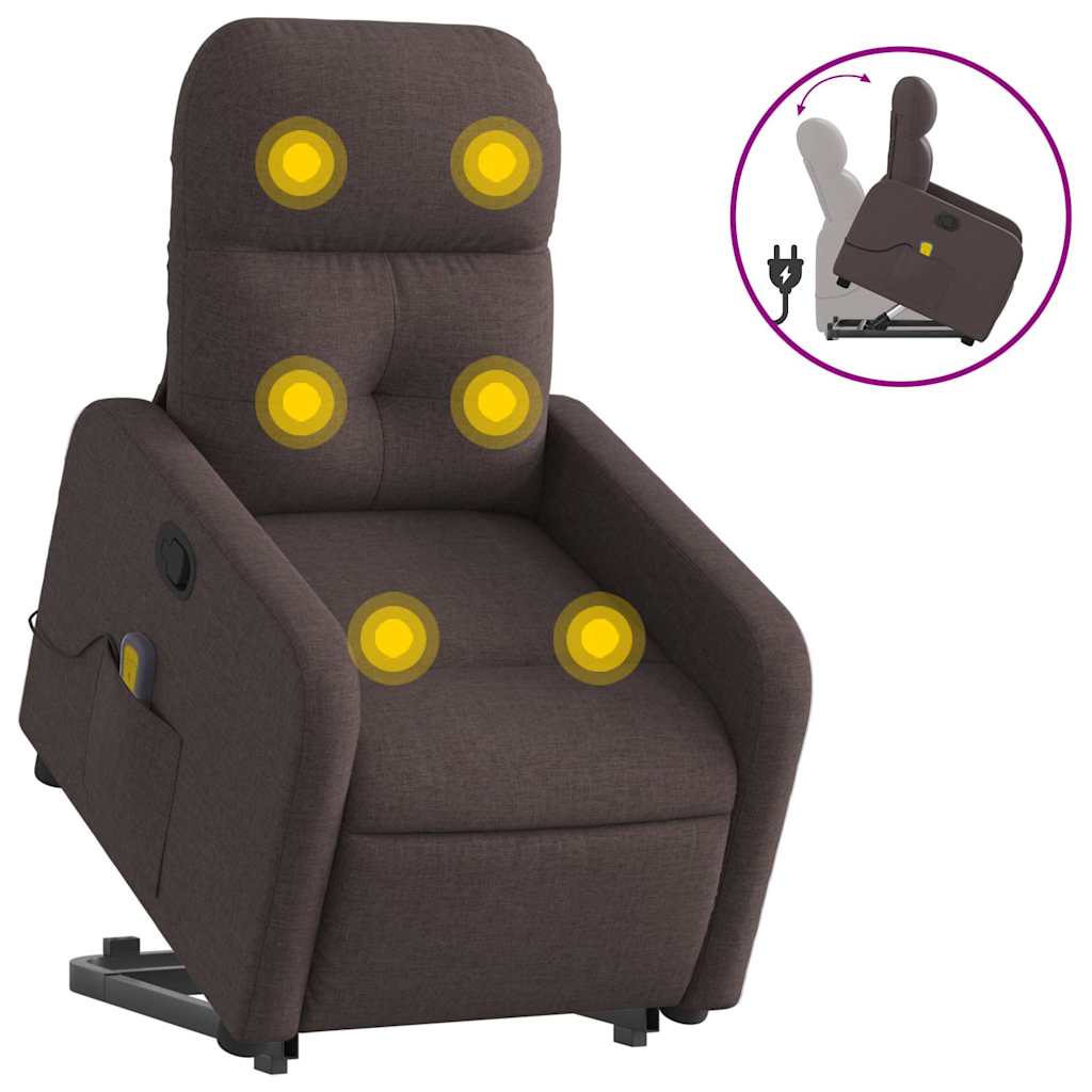 Fauteuil inclinable de massage Marron foncé Tissu