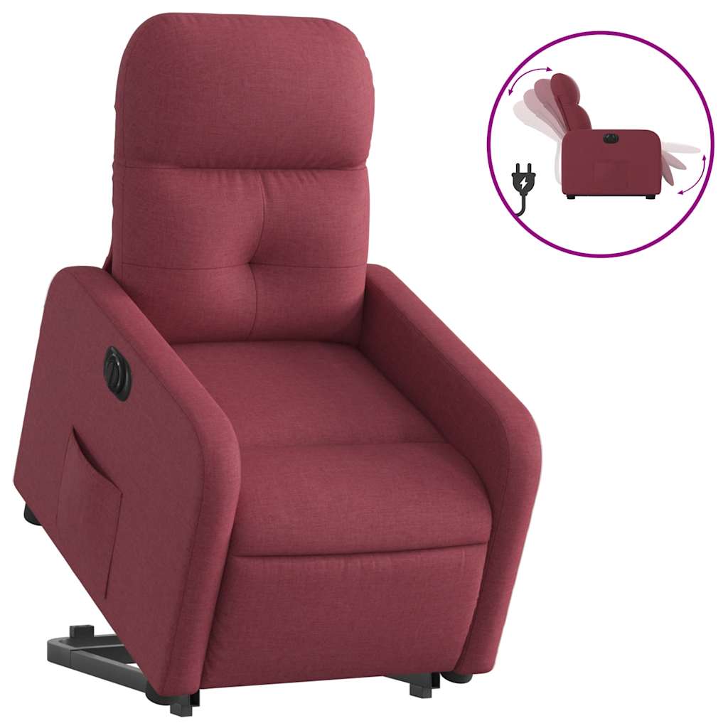 Fauteuil inclinable électrique rouge bordeaux tissu