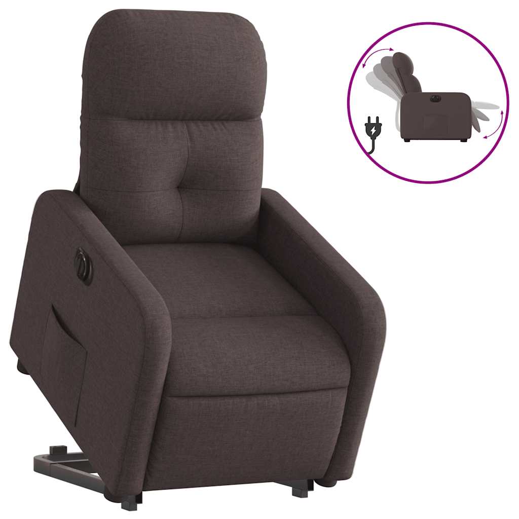 Fauteuil inclinable électrique marron foncé tissu
