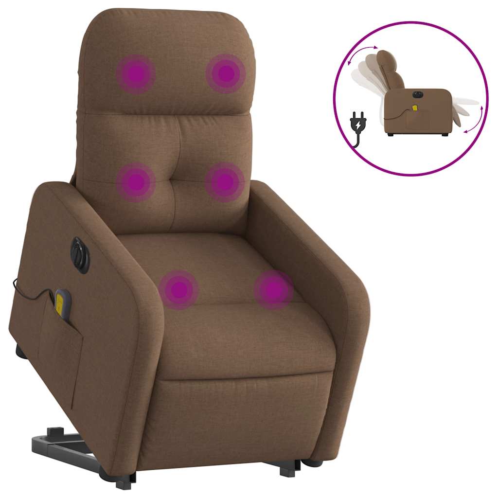 Fauteuil inclinable de massage électrique Marron Tissu