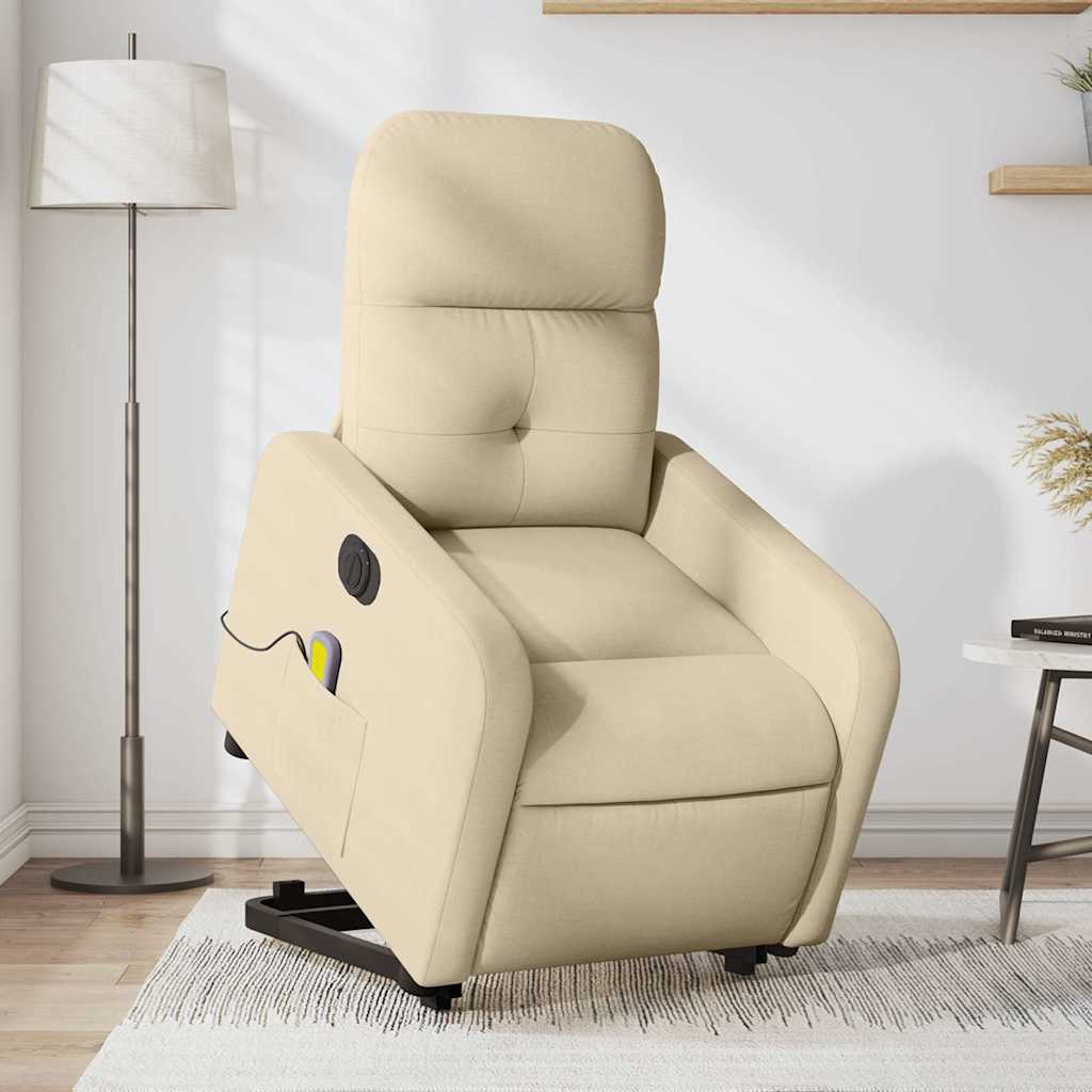 Fauteuil inclinable de massage électrique Crème Tissu